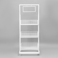 Стойка-накопитель разборный на колесах, 3 корзины, 1 топпер, 54,5×56×138 см, цвет белый Стойка-накопитель разборный на колесах, 3 корзины, 1 топпер, 54,5×56×138 см, цвет белый