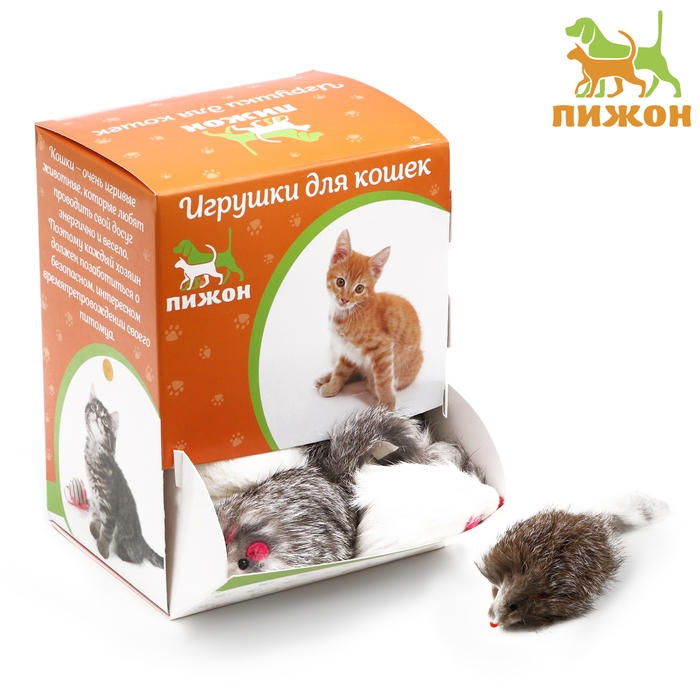 Мышь из натурального меха, 7,5 см, микс белая/серая, фасовка 30 шт Мышь из натурального меха, 7,5 см, микс белая/серая, фасовка 30 шт