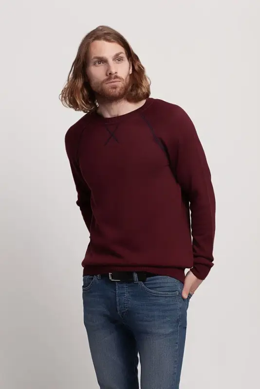 Джемпер Stitch с контрастной отделкой, бордовый с синим, размер L Джемпер Stitch с контрастной отделкой, бордовый с синим, размер L