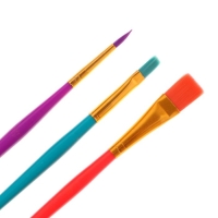 Набор кистей Синтетика 3 штуки ЗХК "Цветик" №10 (круглая №: 5; плоские №: 6,14)