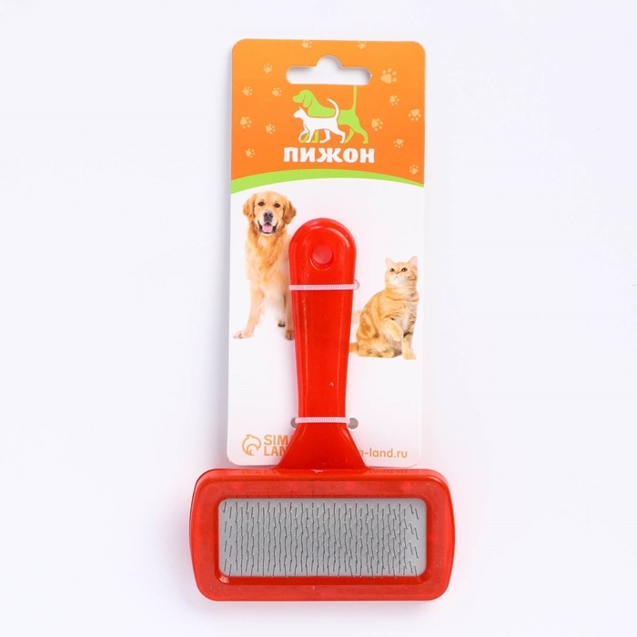 Пуходерка "Симпл" с прозрачной ручкой, без капель, 9,5 х 13,8 см, красная