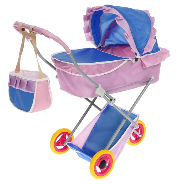 Коляска кукольная №10, цвет сиреневый с голубым Коляска кукольная №10, цвет сиреневый с голубым