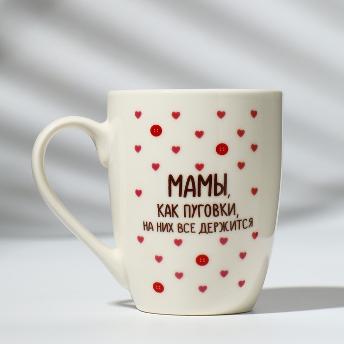 День матери. Кружка керамическая с ложкой &laquo;Мамы, как пуговки&raquo;, 310 мл