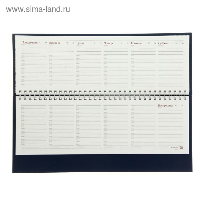 Планинг недатированный, 64 листа на гребне,обложка бумвинил, синий Планинг недатированный, 64 листа на гребне,обложка бумвинил, синий