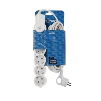 Сетевой фильтр, 5 гнезд, 5м, с/з, со шторками, с выкл, 2200Вт, 10А, бел, 32577 2, duwi