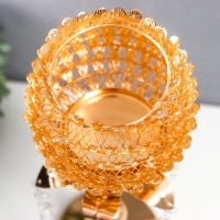 Подсвечник металл на 1 свечу "Цветок чешуйчатый" золото 32х11х11 см