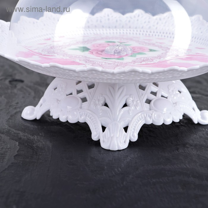 Блюдо для торта и пирожных с крышкой «Бант», d=18,5 см, цвет МИКС Блюдо для торта и пирожных с крышкой «Бант», d=18,5 см, цвет МИКС