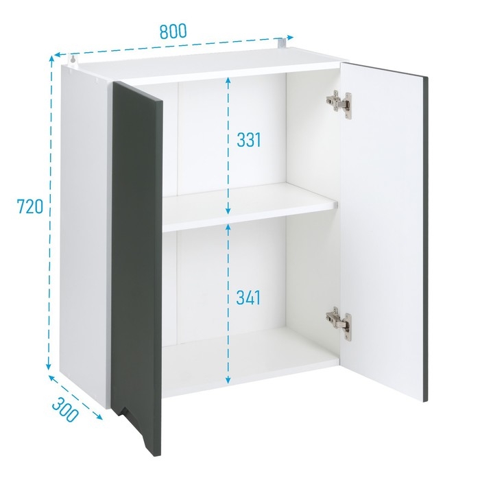Шкаф навесной 600 Хельга, 600х300х720, Белый/Олива софт МДФ