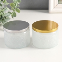 Банка для свечей стекло с крышкой "Цветочная" белая, круглая МИКС 5х7х7 см Банка для свечей стекло с крышкой "Цветочная" белая, круглая МИКС 5х7х7 см