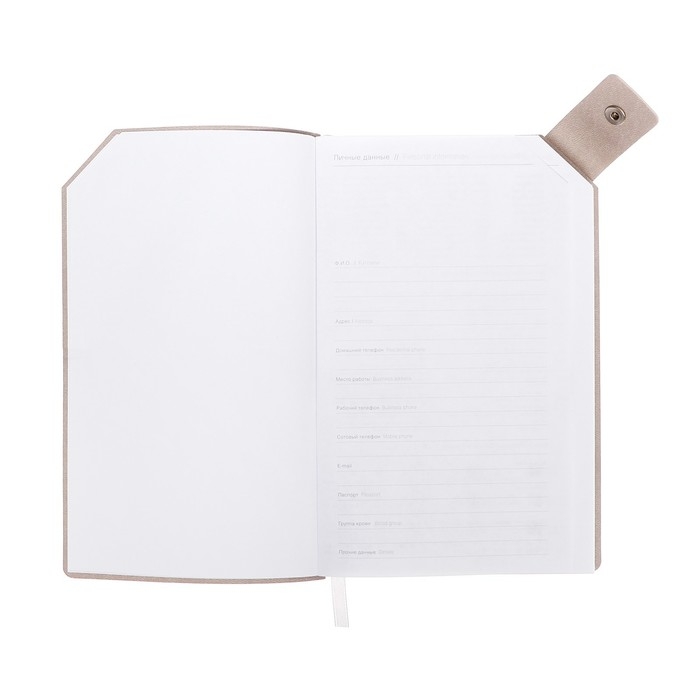 Ежедневник недатированный, 120х200 мм 128 листов, кожзам, блок серый 70 г/м2, ляссе, хлястик с цветной кнопкой, серый