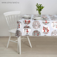 Клеёнка на стол &laquo;Посуда&raquo;, на тканевой основе, ширина 137 см, рулон 20 м, толщина 0,25 мм