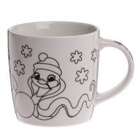 Новогодняя кружка под раскраску с ёлочным шаром &laquo;Новый год! Змеи со снеговиками&raquo;, 300 мл, набор для творчества, символ года 2025