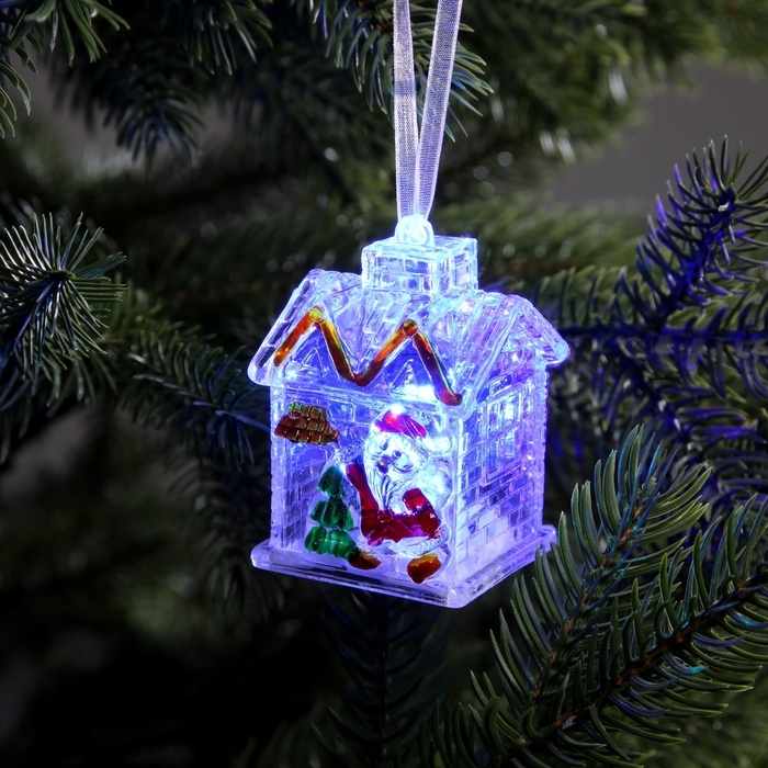 Ёлочная игрушка &laquo;Домик&raquo;, 7 см, от батареек, свечение мульти (RGB)