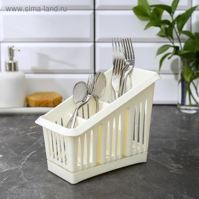 Подставка для столовых приборов Plastic Centre &laquo;Лилия&raquo;, 3 секции, поддон, цвет МИКС