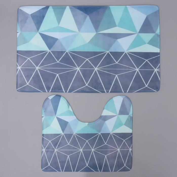 Набор ковриков для ванной и туалета Доляна «Геометрия цветов», 2 шт: 40×45, 45×75 см Набор ковриков для ванной и туалета Доляна «Геометрия цветов», 2 шт: 40×45, 45×75 см