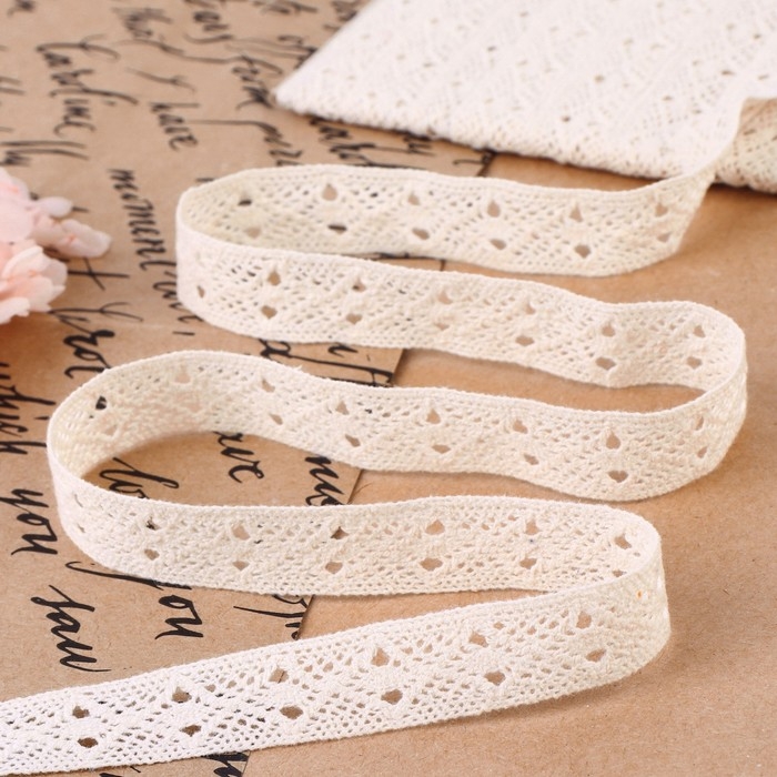 Кружево вязаное, 15 мм &times; 10 &plusmn; 1 м, цвет бежевый