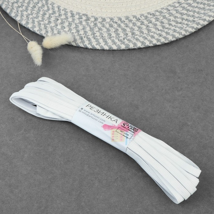 Резинка вязаная, 8 мм, 10 &plusmn; 0,5 м, цвет белый