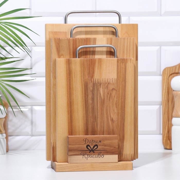 Набор досок разделочных Набор досок разделочных "Прямоугольник" 3 шт. метал.ручка 34х22х1,8;31х20х1,8;26х18х1,8 см