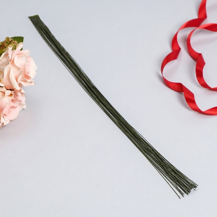 Флористическая проволока в бумажной оплётке Флористическая проволока в бумажной оплётке "Зелёная", длина 36 см, 0,3 мм, набор 20 шт