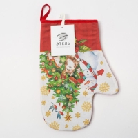 Новый год.Варежка-прихватка "Новогодние игрушки" 20х28см,саржа, 100% х/л, ватин 250г/м2 Новый год.Варежка-прихватка "Новогодние игрушки" 20х28см,саржа, 100% х/л, ватин 250г/м2