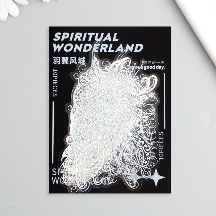 Наклейки для творчества Наклейки для творчества "Голография. Перья" d=10 см набор 10 шт 0,2х14х11 см