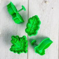 Набор плунжеров кондитерских Доляна &laquo;Листва&raquo;, 4 шт, цвет зелёный