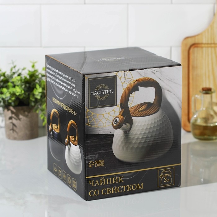 Чайник со свистком из нержавеющей стали Magistro Heat, 3 л, ТРС, индукция, ручка soft-touch, цвет чёрный Чайник со свистком из нержавеющей стали Magistro Heat, 3 л, ТРС, индукция, ручка soft-touch, цвет чёрный