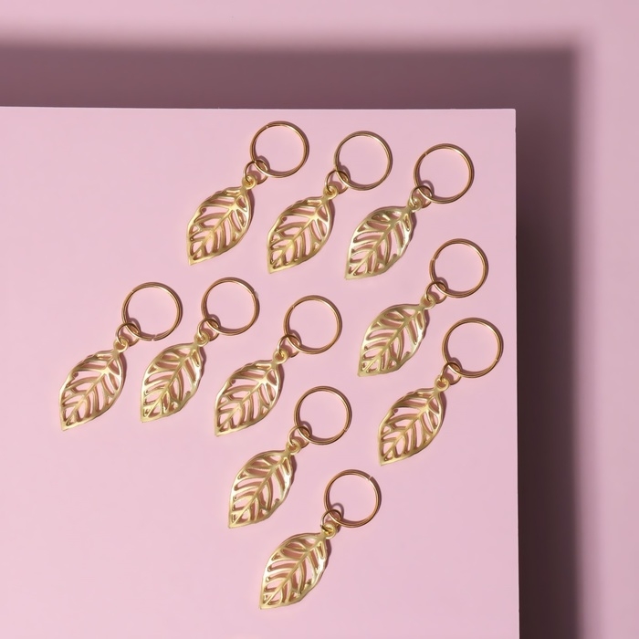 Пирсинг для волос «Листочки», 3,9 × 1,4 см, 10 шт, цвет золотистый Пирсинг для волос «Листочки», 3,9 × 1,4 см, 10 шт, цвет золотистый