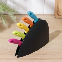 Набор кухонных ножей на подставке, 5 шт, лезвие 8,5 см, 11 см, 11,5 см, 12,5 см, цвет МИКС Набор кухонных ножей на подставке, 5 шт, лезвие 8,5 см, 11 см, 11,5 см, 12,5 см, цвет МИКС