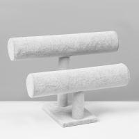 Подставка для часов, браслетов, двухуровневая, флок, 25,5&times;13&times;19 см, d=5 см, цвет серый