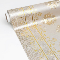 Клеёнка на стол &laquo;Торжество&raquo;, на тканевой основе, рулон 20 метров, ширина 137 см, толщина 0,25 мм, цвет золотой