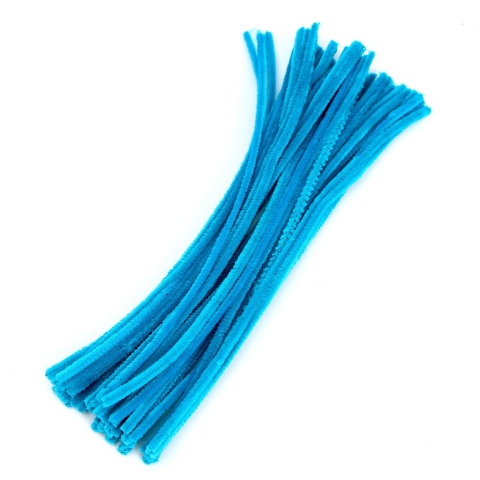 Проволока с ворсом для поделок и декора набор 50 шт., размер 1 шт. 30 &times; 0,6 см, цвет бирюзовый