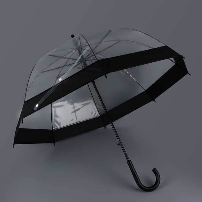Зонт - трость полуавтоматический &laquo;Кант&raquo;, 8 спиц, R = 43/60 см, D = 120 см, цвет чёрный/прозрачный