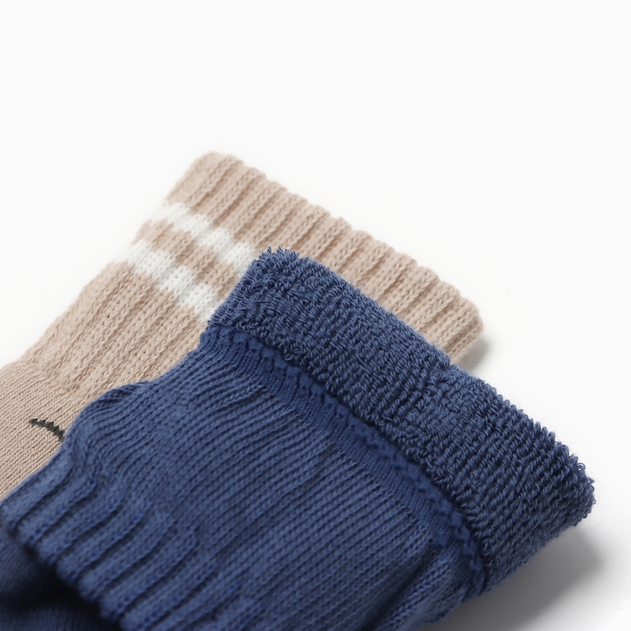 Набор махровых носков Крошка Я Basic Line, 2 пары, 6-12 мес., бежевый/синий Набор махровых носков Крошка Я Basic Line, 2 пары, 6-12 мес., бежевый/синий