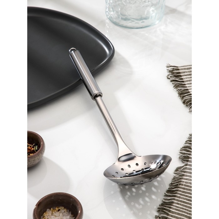 Шумовка из нержавеющей стали Доляна &laquo;Металлик&raquo;, h=31,5 см, цвет серебряный