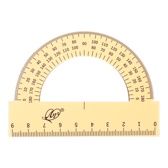Набор чертёжный 4 предмета (линейка 15 см, угольник 30 &deg;/ 60 &deg;, 10 см; угольник 45 &deg;/ 45 &deg;, 8 см; транспортир 180 &deg;, 9 см), прозрачный оранжевый