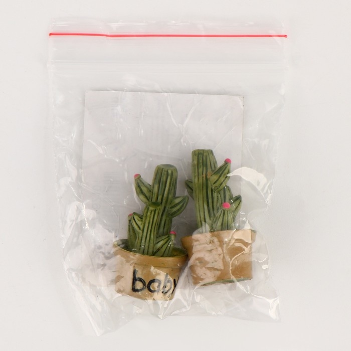 Миниатюра кукольная &laquo;Кактус в горшке&raquo;, набор 2 шт., размер 1 шт. &mdash; 1,7 &times; 2,5 &times; 1,7 см