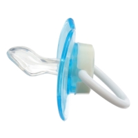 Соска - пустышка силиконовая ортодонтическая, от 3 мес., с колпачком, в контейнере, цвет голубой