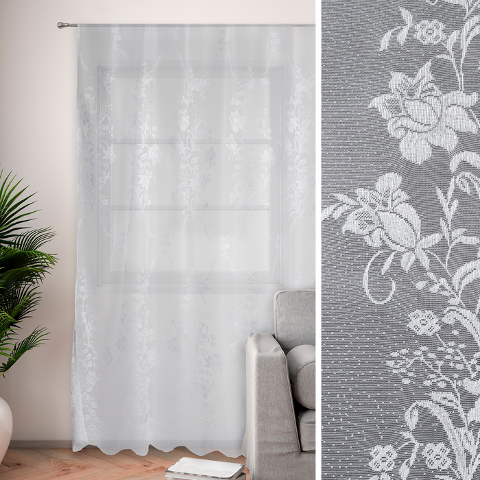 Тюль "Этель" Восточный цветок, 150х250 см с фестоном, 93 г/м&sup2;，100% п/э