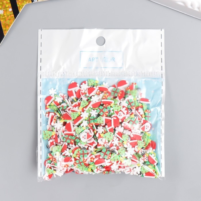 Декор для творчества пластик Декор для творчества пластик "Новогоднее ассорти" набор 20 гр МИКС