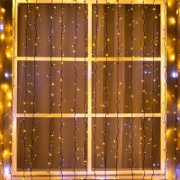 Гирлянда &laquo;Занавес&raquo; 2 &times; 3 м, IP44, УМС, тёмная нить, 760 LED, свечение тёплое белое, мерцание белым, 220 В