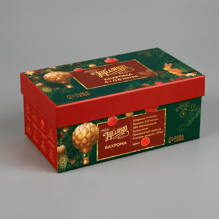 Гирлянда &laquo;Бахрома&raquo; 4 &times; 0.6 м, IP44, прозрачная нить, 180 LED, свечение красное, 8 режимов, 220 В