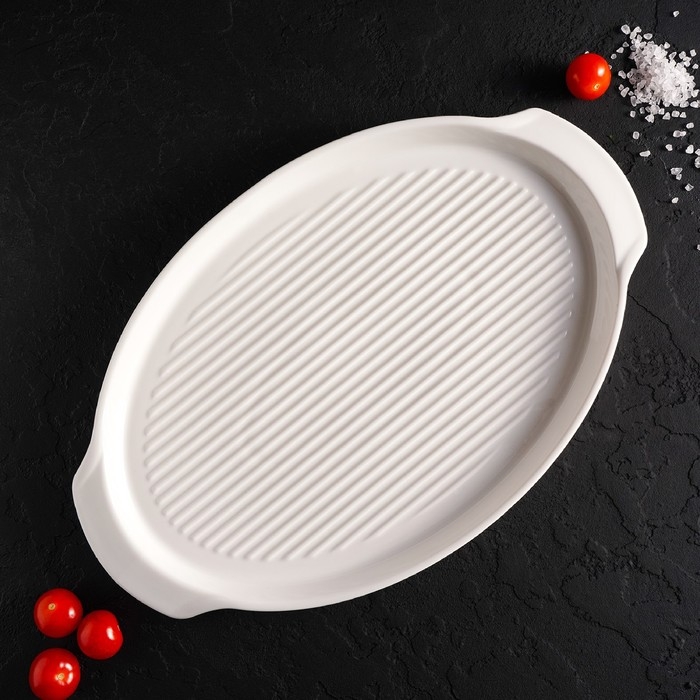 Блюдо фарфоровое для запекания Magistro &laquo;Бланш&raquo;, 33&times;21&times;2,5 см, цвет белый