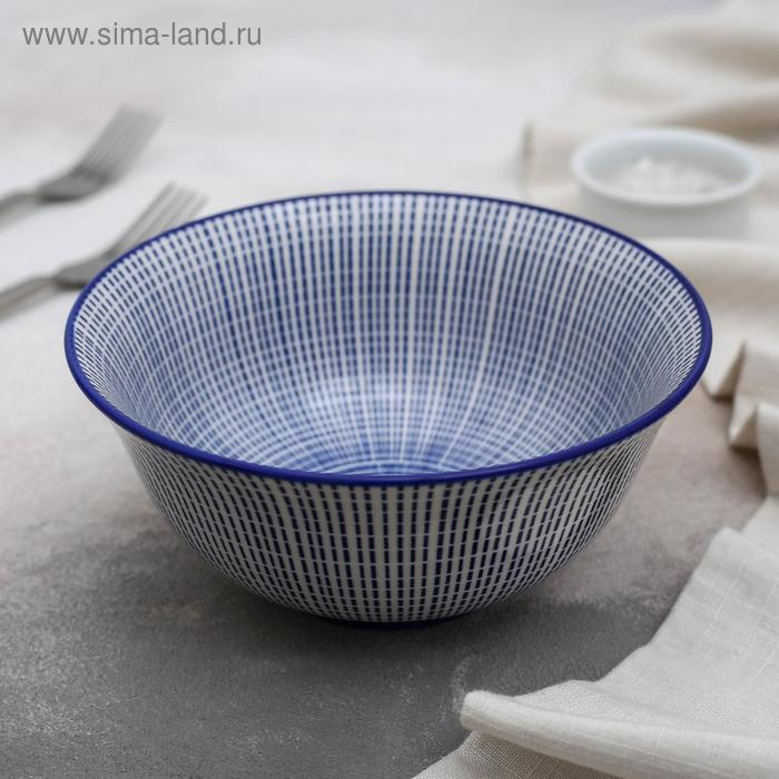 Салатник керамический Доляна &laquo;Мерцание&raquo;, 550 мл, d=15,5 см, цвет синий