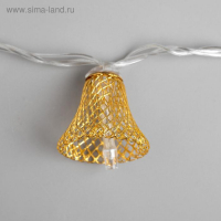 Гирлянда &laquo;Нить&raquo; 4 м с насадками &laquo;Колокольчик&raquo;, IP20, прозрачная нить, 20 LED, свечение тёплое белое, 8 режимов, 220 В