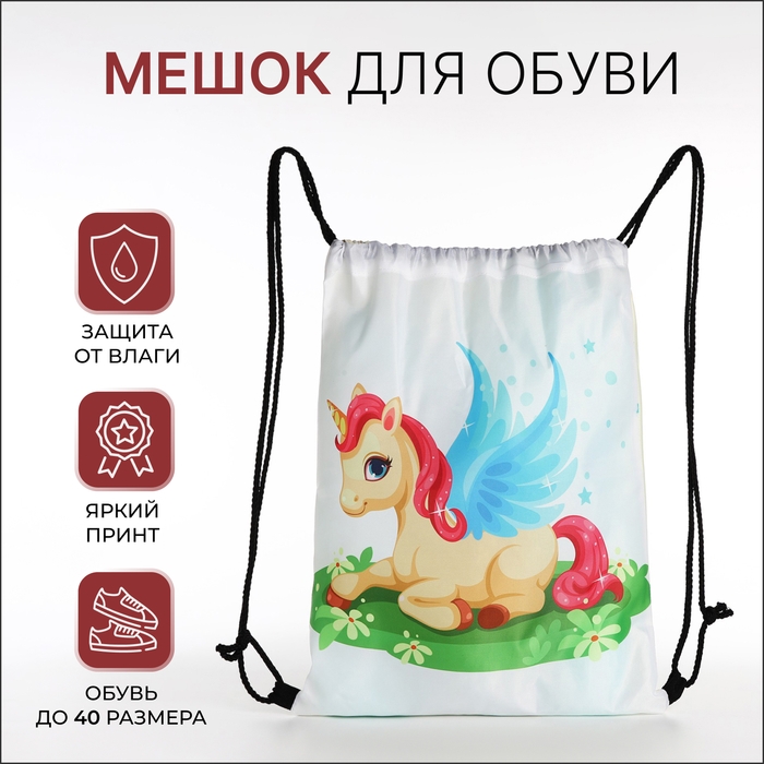 Мешок для обуви на шнурке, цвет белый/разноцветный