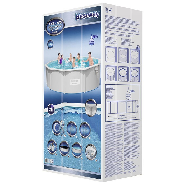 Бассейн стальной Hydrium, 460 х 120 см, песчаный фильтр-насос, лестница, подстилка, тент, 56384 Bestway
