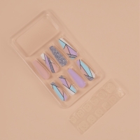 Накладные ногти &laquo;Графика&raquo;, 12 шт, с клеевыми пластинами, форма балерина, разноцветные
