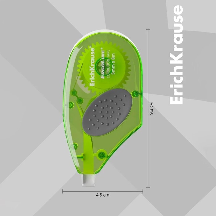 Корректирующая лента 5 мм х 8 м, ErichKrause ErgoLine, с резиновой вставкой, корпус салатовый, блистер