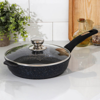 Сковорода &laquo;Гранит Star&raquo;, d=24 см, стеклянная крышка, антипригарное покрытие, тёмно-синий